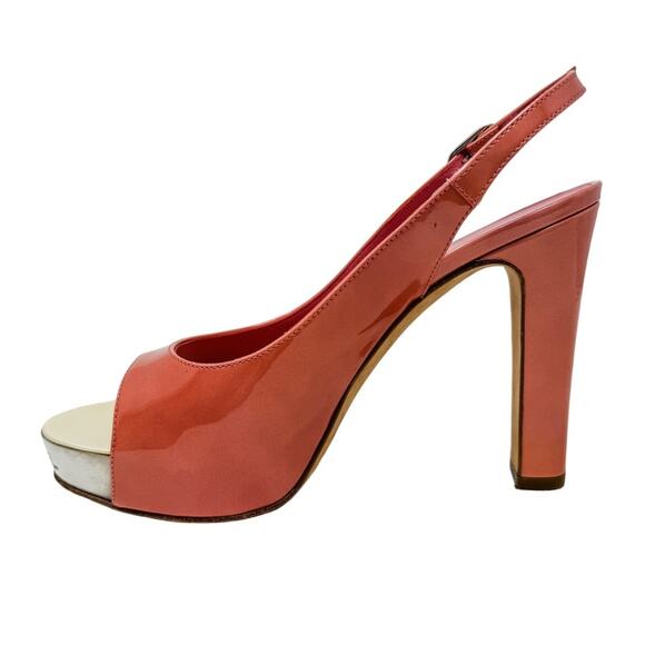 Chanel Pink Patent Leather Platform Block Heel Sling Backs size 37.5/ US6.5–7 - Picture 9 of 15